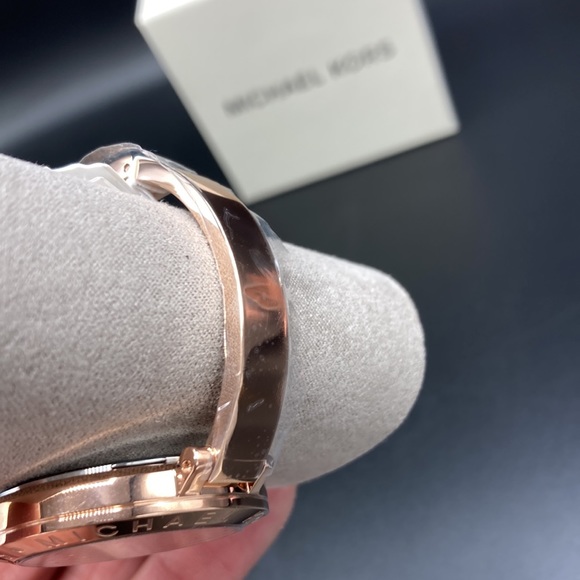 Michael Kors Jet Set Monogram Dial Rose Gold Bangle Watch - Picture 5 of 8